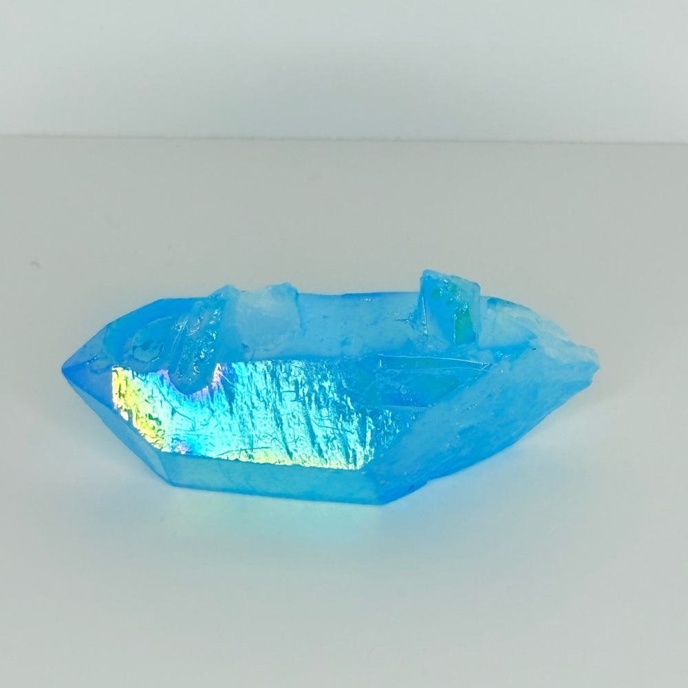 Gemstone Aqua Aura Quartz Natural Quartz Electroplated with Gold.